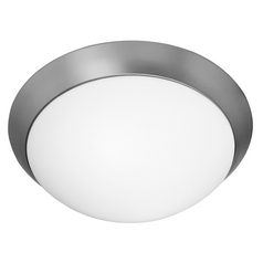 Modern Flush Mount with White Glass in Brushed Steel by Access Lighting