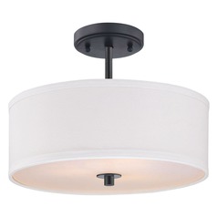 Milo 14-Inch Semi-Flush in Black with White Shade by Design Classics