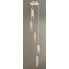 Satin Nickel Multi-Light Pendant with Cylindrical Shade