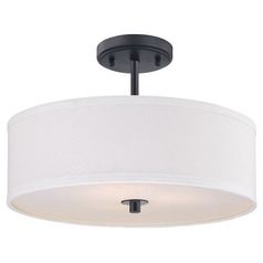 Milo 16-Inch Semi-Flush in Black with White Shade by Design Classics
