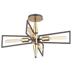 Maxim Lighting Wings Black & Satin Brass Semi-Flushmount Light