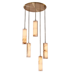 Kalco Lighting Vertical Winter Brass LED Multi-Light Pendant with Rectangle Shade