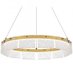Quoizel Lighting Alice Brushed Gold LED Pendant Light with Curved Panel Shade