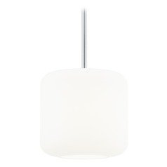 Fest Chrome Mini-Pendant Light with Medium Satin White Drum Glass