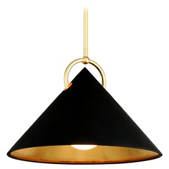 Charm Black & Gold Leaf Pendant by Corbett Lighting