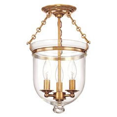 Hampton Semi-Flush Mount in Aged Brass by Hudson Valley Lighting