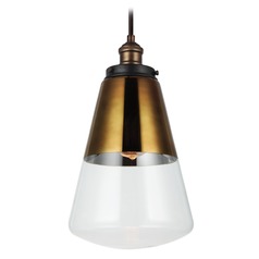 Waveform Pendant in Aged Brass & Weathered Zinc by Visual Comfort Studio