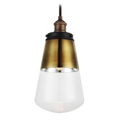 Waveform Pendant in Aged Brass & Weathered Zinc by Visual Comfort Studio
