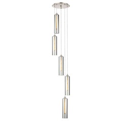 Satin Nickel Multi-Light Pendant with Cylindrical Shade