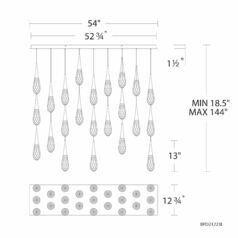 Schonbek Beyond Hibiscus Polished Nickel LED Multi-Light Pendant with Teardrop Shade