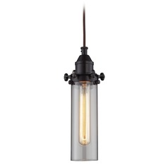 Elk Lighting Fulton Oil Rubbed Bronze Mini-Pendant Light with Cylindrical Shade