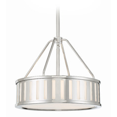 Crystorama Lighting Kendal Polished Nickel Pendant Light with Drum Shade