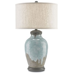 Currey and Company Chatswood Blue-Green/gray/hiroshi Gray Table Lamp with Drum Shade
