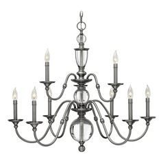 Eleanor 9-Light Chandelier in Polished Antique Nickel by Hinkley Lighting