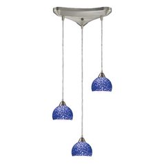 Modern Multi-Light Pendant Light with Blue Glass and 3-Lights