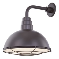 Bronze Gooseneck Barn Light with 14-Inch Caged Dome Shade