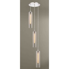 Satin Nickel Multi-Light Pendant with Cylindrical Shade