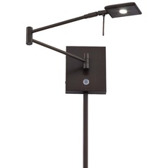 George's Reading Room LED Swing Arm Lamp in Copper Bronze Patina by George Kovacs