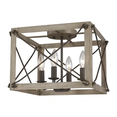 Thornwood LED Semi-Flush Mount in Washed Pine & Iron by Visual Comfort Studio