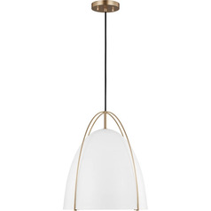 Norman 15.38-Inch Pendant in Satin Brass by Visual Comfort Studio