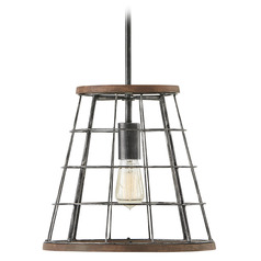 bracken 13.50-Inch Pendant in Zinc & Wood by Capital Lighting