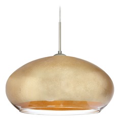 Besa Lighting Brio Satin Nickel LED Pendant Light with Oblong Shade
