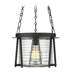 Z-Lite Cape Harbor Matte Black Pendant Light with Drum Shade