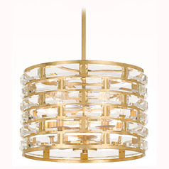 Crystorama Lighting Meridian Antique Gold Pendant Light with Drum Shade