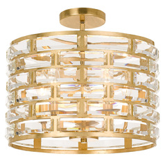 Crystorama Lighting Meridian Antique Gold Semi-Flushmount Light