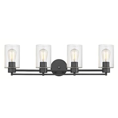 Industrial Clear Glass Bathroom Light Black 4 Lt