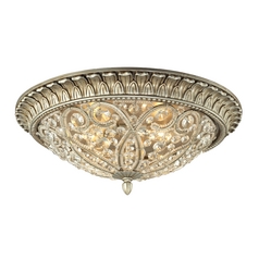 Crystal Flushmount Light in Aged Silver Finish