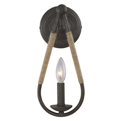 13-Inch Wall Sconce in Rusty Nail with Rope by Meridian