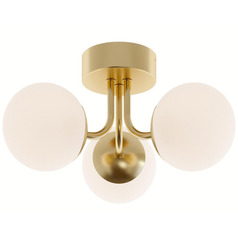 Afx Lighting Metropolitan Satin Brass LED Semi-Flushmount Light