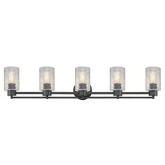 Industrial Ice Glass Bathroom Light Black 5 Lt