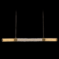 Allegri Crystal Tubo True Brass LED Island Light with Cylindrical Shade