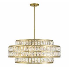 Renzo 6-Light Crystal Pendant in Warm Brass by Savoy House