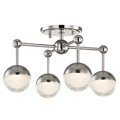 Boca LED Semi-Flush Mount in Polished Nickel by Hudson Valley Lighting