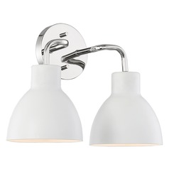 Sloan Polished Nickel & White Bathroom Light by Nuvo Lighting