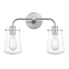 Bastian 16-Inch Vanity Light in Satin Nickel with Clear Glass