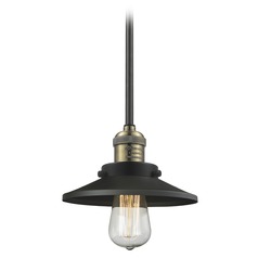 Railroad Black Antique Brass Mini Pendant by Innovations Lighting
