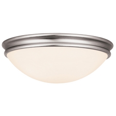Modern Flush Mount with White Glass in Brushed Steel by Access Lighting