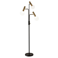 Adesso Home Sinclair Black and Antique Brass LED Floor Lamp with Globe Shade