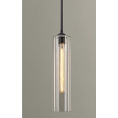 Black Industrial Mini-Pendant with Clear Glass
