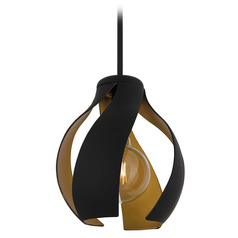 Quoizel Lighting Kiko Matte Black & Gold Pendant Light with Bowl / Dome Shade