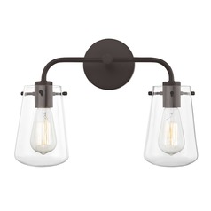 2-Light Clear Glass Bathroom Light Bronze