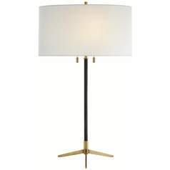 Visual Comfort Signature Collection Caron Bronze & Antique Brass Table Lamp with Drum Shade