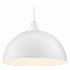 Crystorama Lighting Soto White Pendant Light with Bowl / Dome Shade