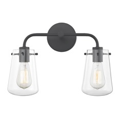 2-Light Clear Glass Bathroom Light Black