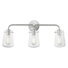 Bastian 3-Light Clear Glass Bathroom Light Satin Nickel
