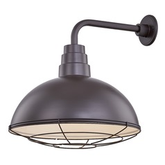 Bronze Gooseneck Barn Light with 18-Inch Caged Dome Shade